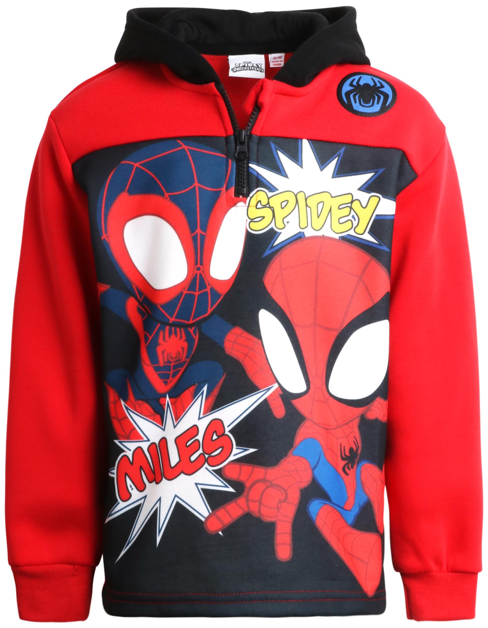 Marvel Boys Spiderman Hoodie - Captain America Spidey Iron Man Hulk Quarter Zip Sweatshirt Graphic Hoodies for Toddler & Kid